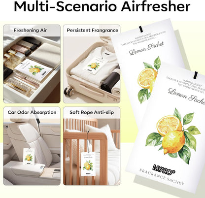 MYARO 12 Pack Fresh Linen Scented Sachets for Drawer, Closet & Car Air Freshener Bags | Odor Eliminator & Fabric Refresher | Crisp, Clean Home Fragrance Gift Set