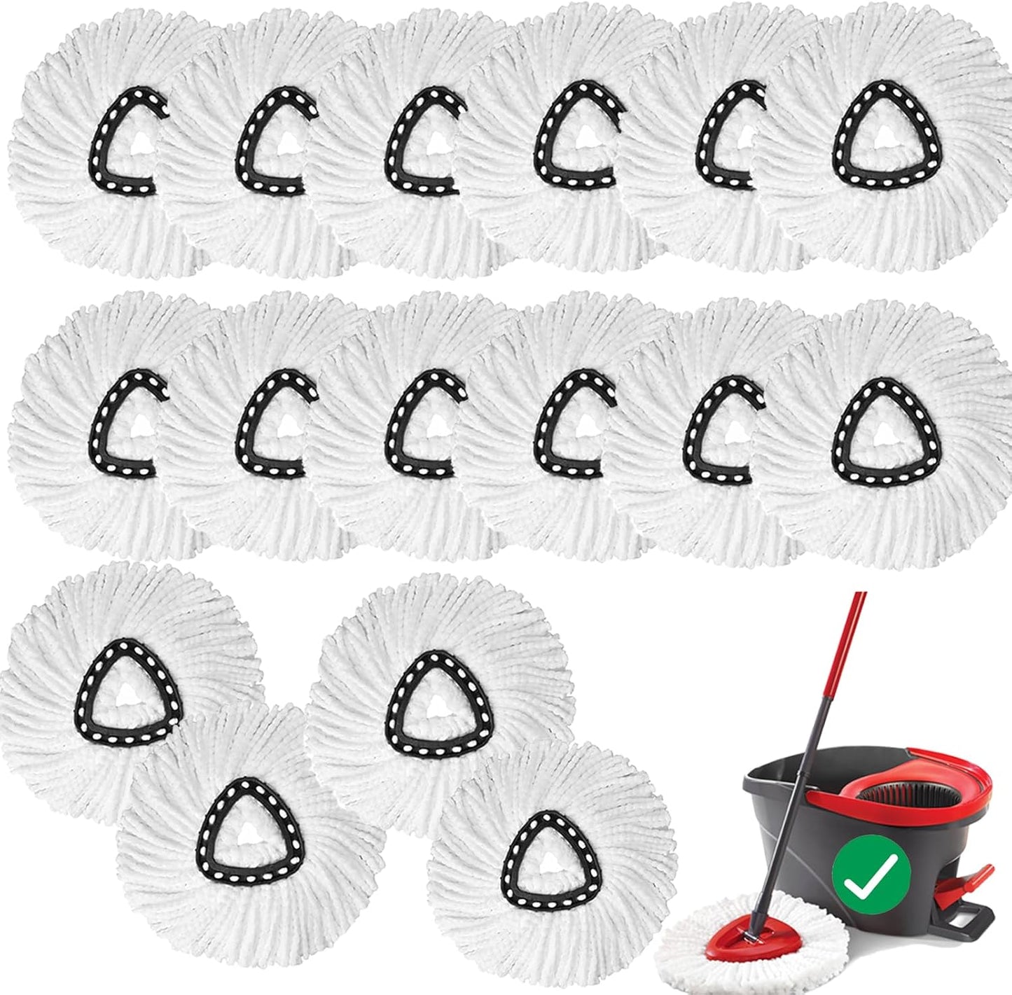 10 PCS Spin Mop Replacement Head,100% Microfiber Mop Heads Replacements Compatible with Cedar Easywring 1-Tank System, 360 Degree Round Mop Refills for Easy House Cleaning Floor Mopping