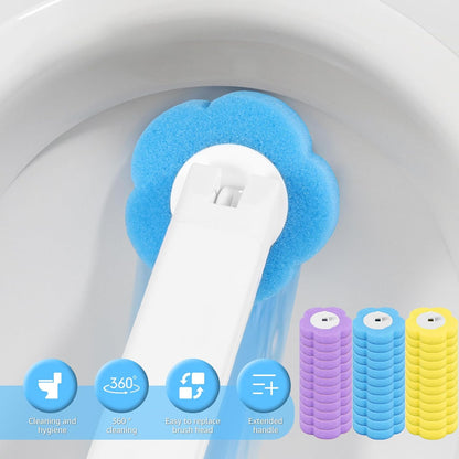36 Toilet Brush Refills Replacement Heads for Wall Mounted Toilet Cleaning Kit Extended Handle 360 Deep Cleaning Bathroom