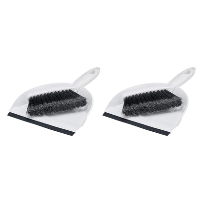 Amazon Basics Small Portable Mini Dustpan and Brush Set for Indoor Outdoor Floor Cleaning, Gray, Pack of 2