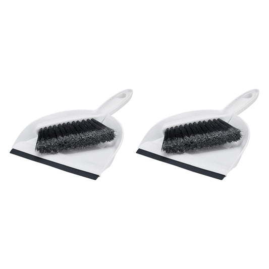 Amazon Basics Small Portable Mini Dustpan and Brush Set for Indoor Outdoor Floor Cleaning, Gray, Pack of 2