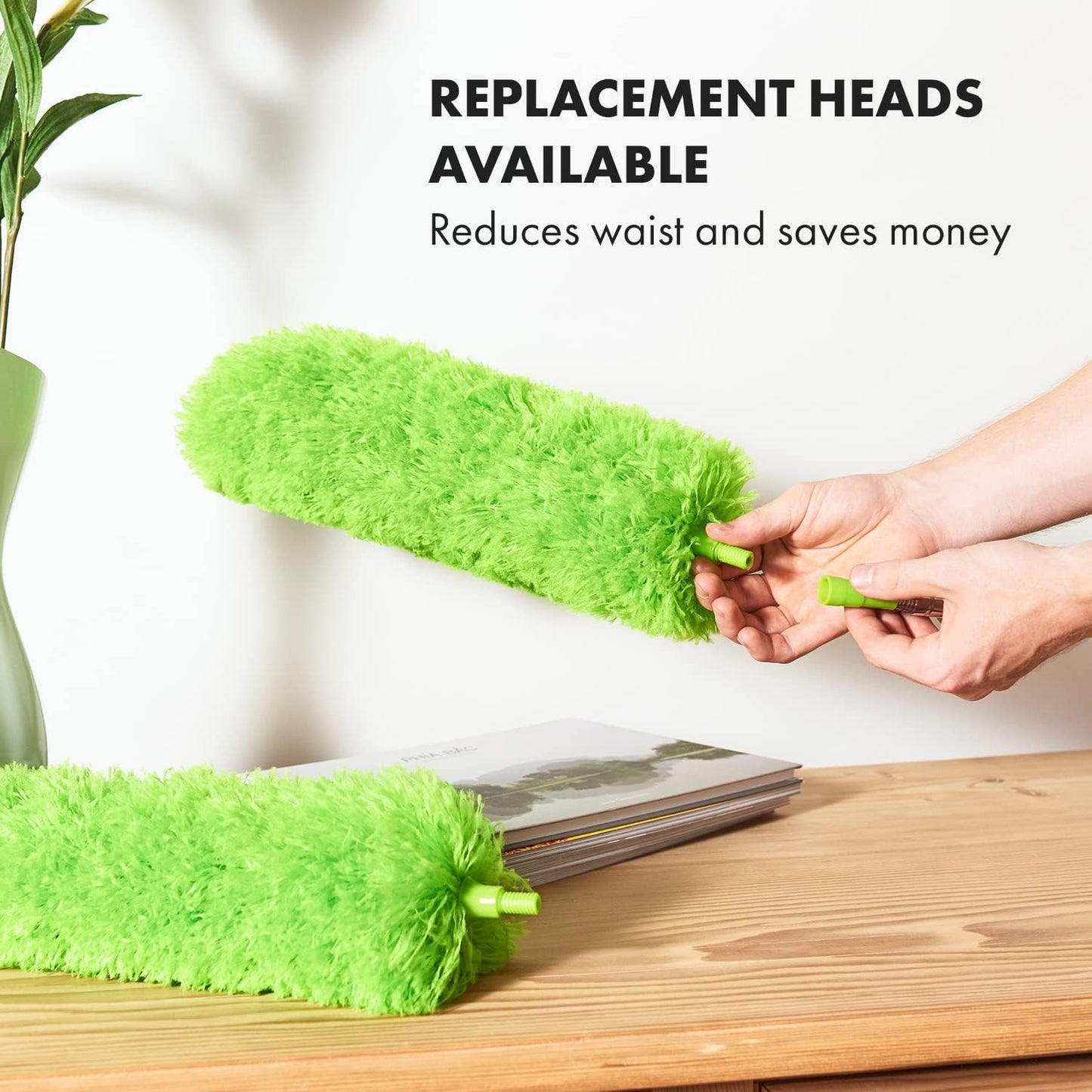 Extendable Feather Duster, Microfiber Duster, Ceiling Fan Duster, Feather Dusters for Cleaning, Dust Cleaner, Cobweb Duster - Electrostatic Bendable Head - up to 55 Inch