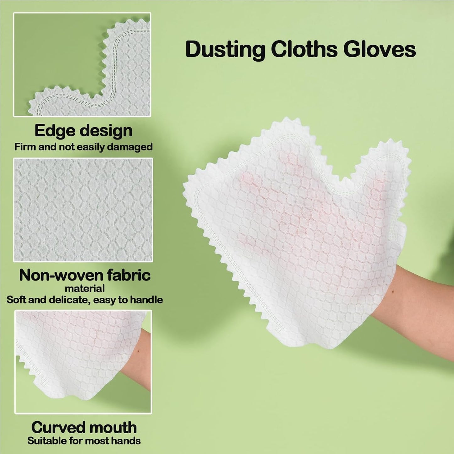60 Pieces White Microfiber Dusting Gloves – Artisan Dusting Mitt, Dual-Sided Disposable, Grabs and Locks in Dust & Pet Hair, Replaces Dust Wipes & Feather Dusters, Safe for Sensitive Surfaces