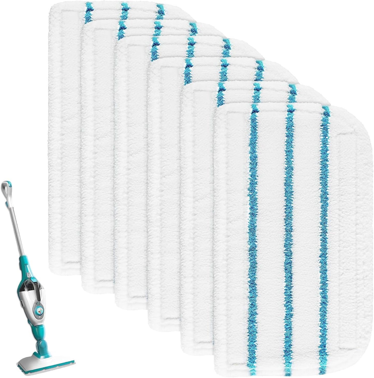 Replacement Steam Mop Pads for Black+Decker Steam Mop SM1600 SM1610 SM1620 HSM13E1 HSMC1300FX HSMC1321 HSMC1361SG, 6 Pack Washable Microfiber Cleaning Pads