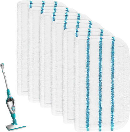 Replacement Steam Mop Pads for Black+Decker Steam Mop SM1600 SM1610 SM1620 HSM13E1 HSMC1300FX HSMC1321 HSMC1361SG, 6 Pack Washable Microfiber Cleaning Pads