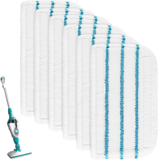 Replacement Steam Mop Pads for Black+Decker Steam Mop SM1600 SM1610 SM1620 HSM13E1 HSMC1300FX HSMC1321 HSMC1361SG, 6 Pack Washable Microfiber Cleaning Pads