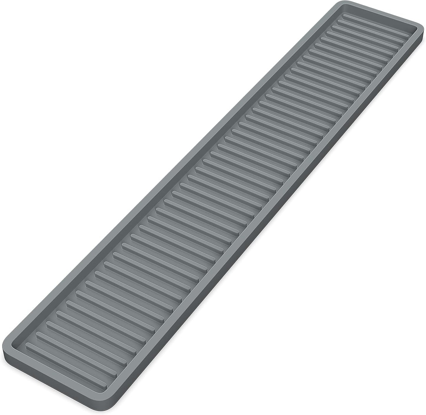 ZAPPOWARE Silicone Kitchen Sink Caddy Sponge Holder 11"x 4.33", Gray - Bathroom Vanity Tray Organizer, Kitchen Soap Tray for Dish Scrubber, Soap Dispenser and Sponge