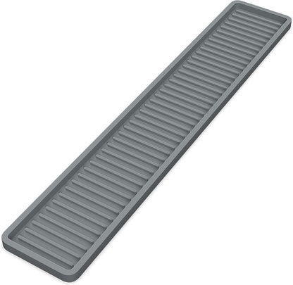 ZAPPOWARE Silicone Kitchen Sink Caddy Sponge Holder 11"x 4.33", Gray - Bathroom Vanity Tray Organizer, Kitchen Soap Tray for Dish Scrubber, Soap Dispenser and Sponge