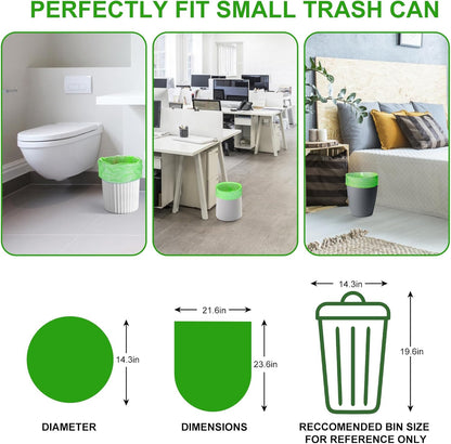 Small Trash Bags 4-6 Gallon, Inwaysin 200 Count Biodegradable Trash Bags 4 Gallon, Extra Strong Small Garbage Bags Unscented, Size Expanded, Green, for Bathroom Bedroom Office Kitchen Trash Can