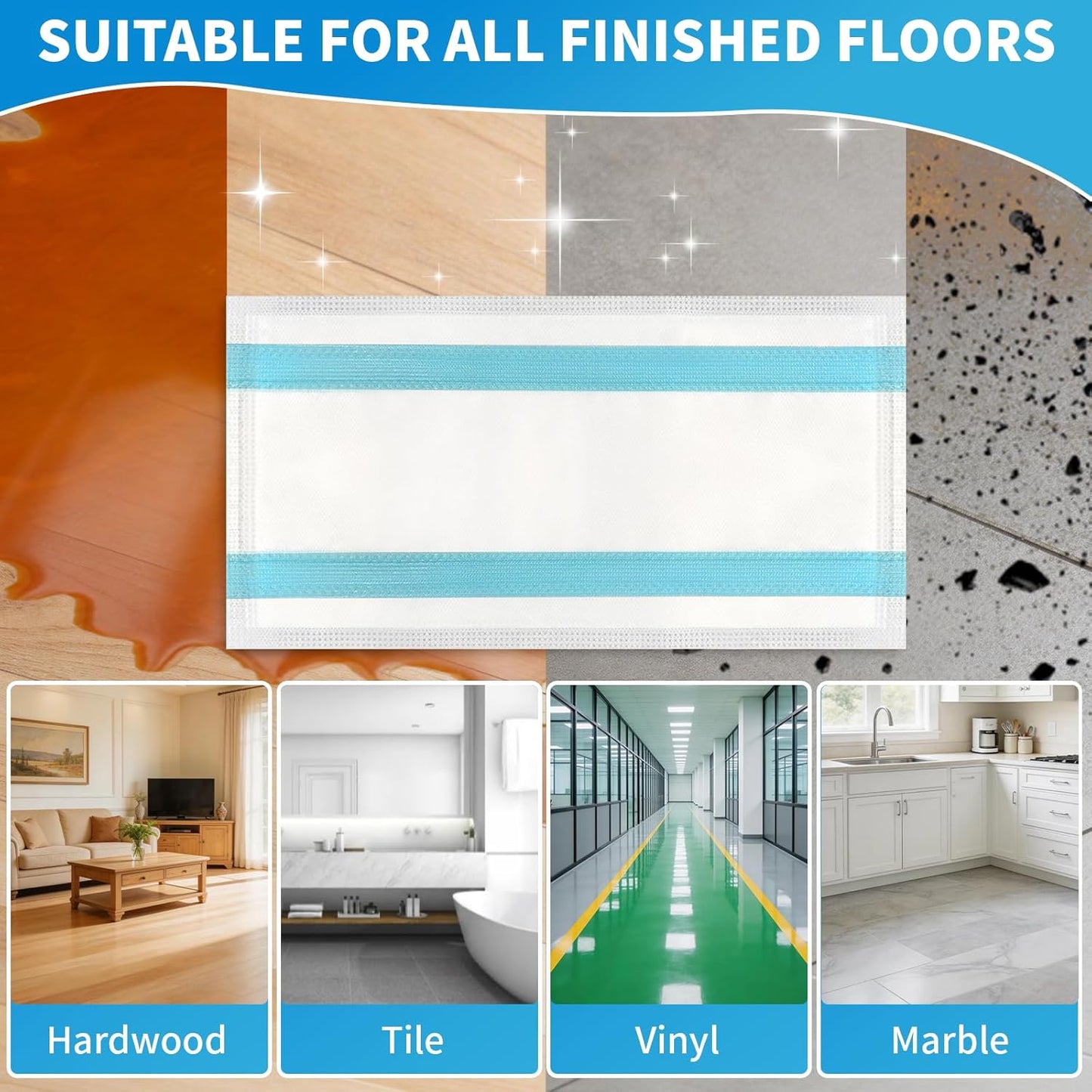 80 Pack Wet Jet Pads for Swiffer Wet Jet Spray Mop - 4 Layers Thickened Multi-Surface Mop Pads for Swiffer Wet Pads Refill, Safe for All Finished Floors, Heavy-Duty Dirt Locking | Super Absorbent
