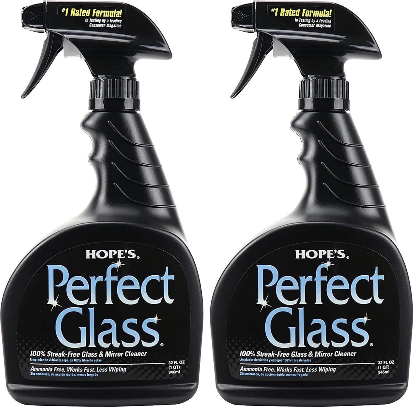 HOPE'S Perfect Glass Cleaner Spray, Streak-Free, Ammonia-Free Window, Mirror, Screen, Tinted Glass, and Shower Door Cleaner, Indoor and Outdoor Glass Surfaces, 32 Fl Oz, Pack of 1