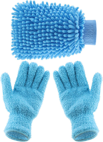 3 Pcs Microfiber Dusting Mitt Gloves Microfiber Plant Cleaning Gloves for Leaf Cleaning Plant Blinds Furniture House (Deep Pink)