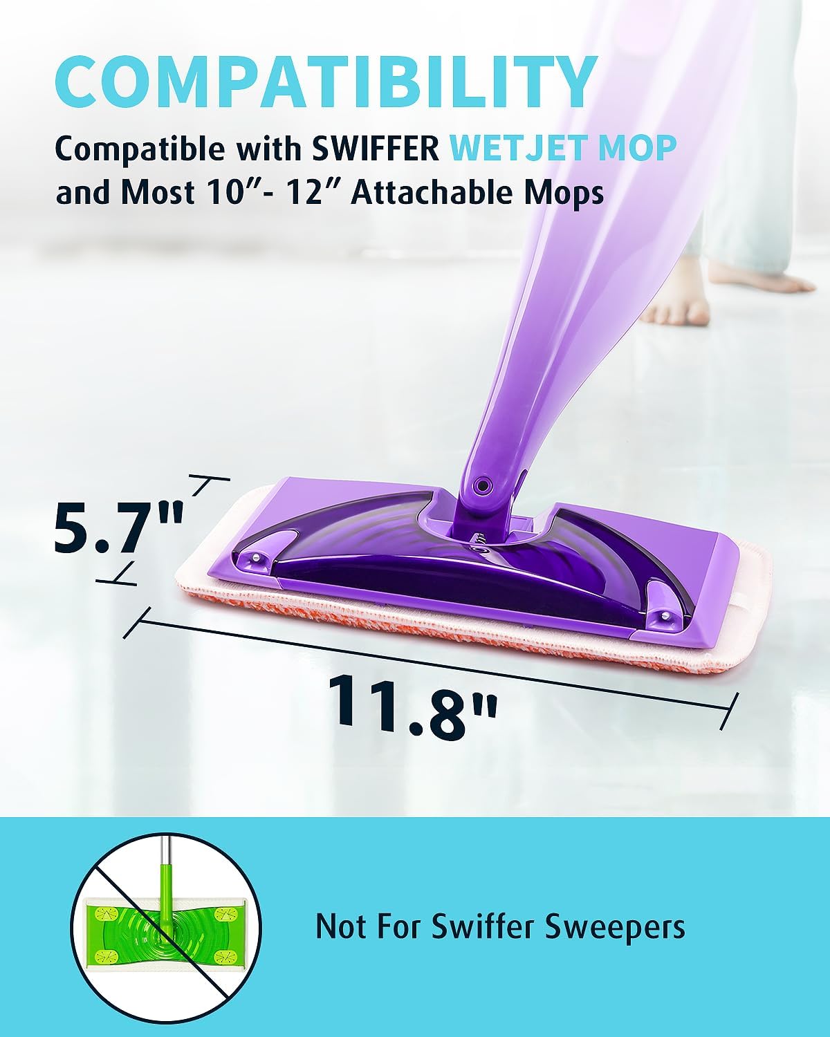 AIR U+ Disposable Mop Pad Refills for Swiffer Wet Jet Mops, Thickned and Absorbent Wet Pads Refill, 60 Count
