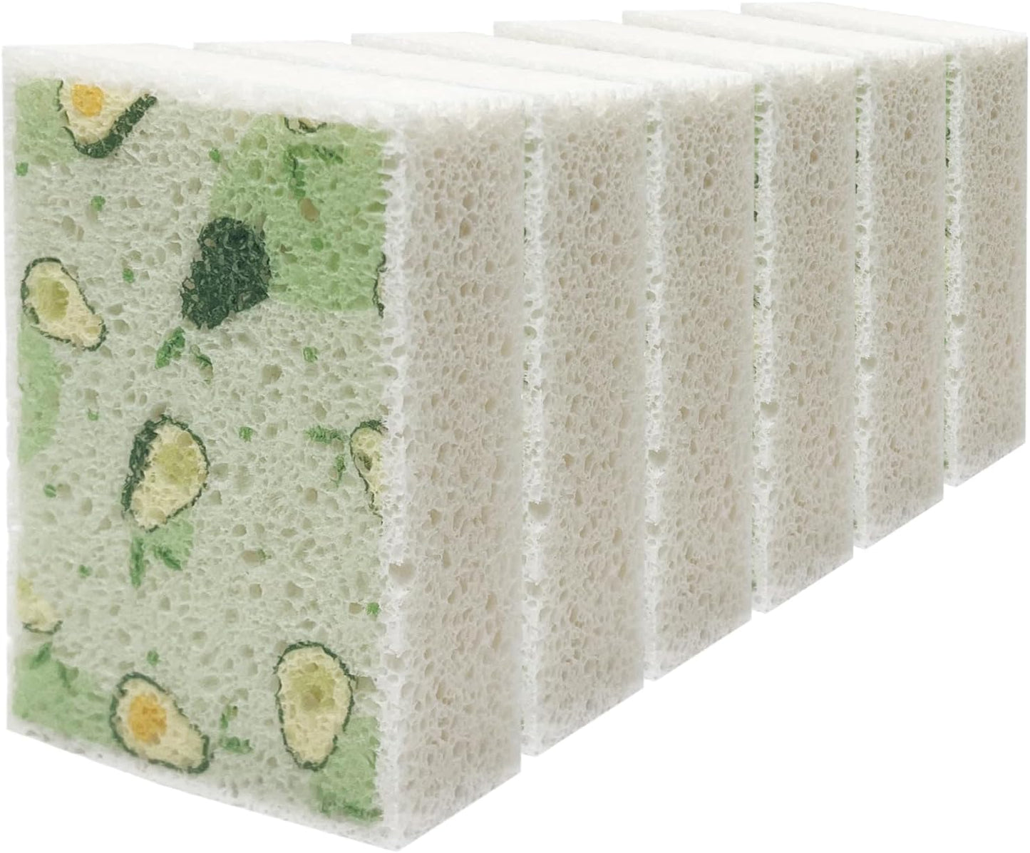 Cellulose Sponges, Large Size 4" x 6" x 1" - Heavy Duty Scrub Kitchen Sponge, Clean Tough Messes Without Scratching Kitchen Cleaning Pads, Pop Up Eco DIY (6 Pack), Green