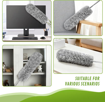 100-inch Duster with Extension Pole, 9-in-1 Cobweb Duster Kit Includes Spider Web Brush & Flat Gap Cleaner for High Ceiling, Fan, Under Appliances, Car, Home Deep Cleaning