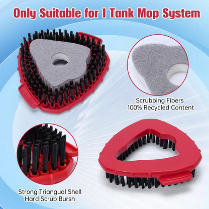 Spin Mop Scrub Brush Replacement (2 Pack +1 Base) for Ocedar RinseClean 2-Tank System – Stiff Bristles for Deep Grout & Tile Cleaning, Heavy Duty Bathroom & Kitchen Scrubber, Long-Lasting Gray Heads