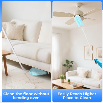 2 Replacement Handles Compatible with Swiffer Duster Refill, Long Extended Handle with Multi Surface 270 Degree Rotation, Removal Duty Duster Handles with Telescopic Extended Pole for Home Cleaning