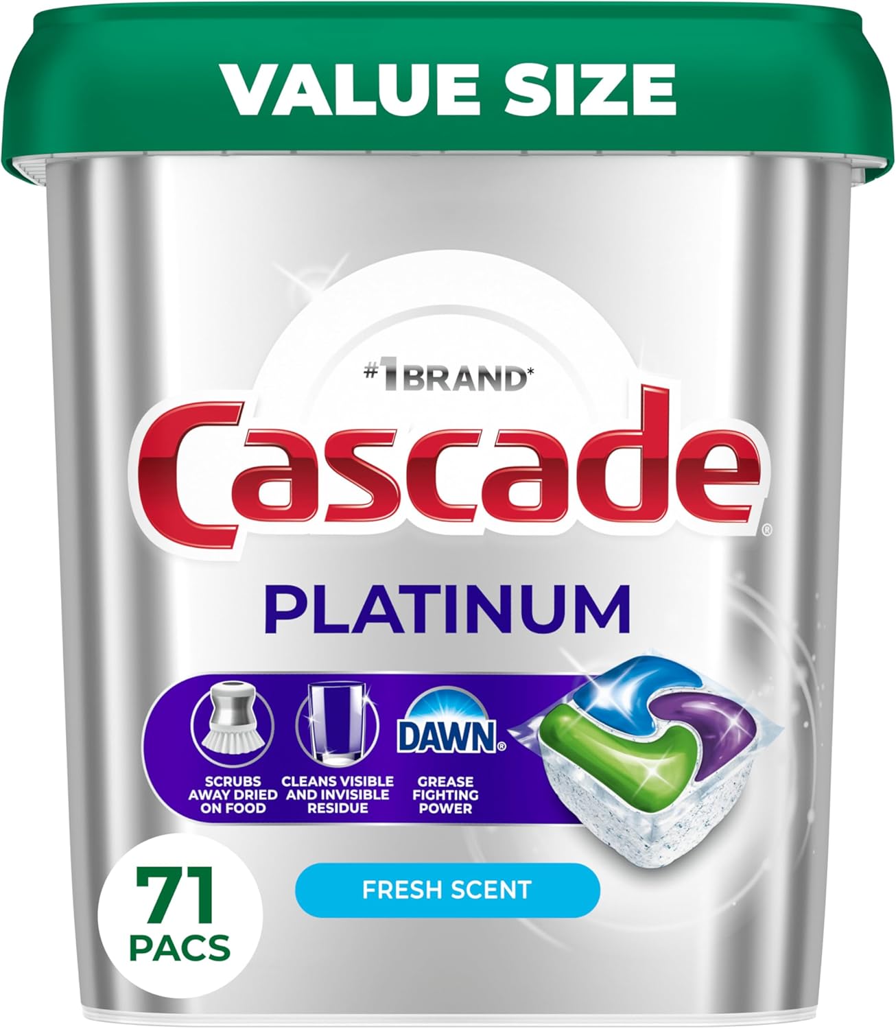 Cascade Platinum Dishwasher Pods, Dishwasher Detergent, Dish Detergent Soap, Fresh, 12 count