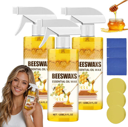 Beeswax Wood Polish Spray,Beeswax Wood Conditioner, Bees wax Essential OilWax, Bees Wax furniture Polish and Cleaner Natural Wood Polish for Floors and Furniture (2pcs)