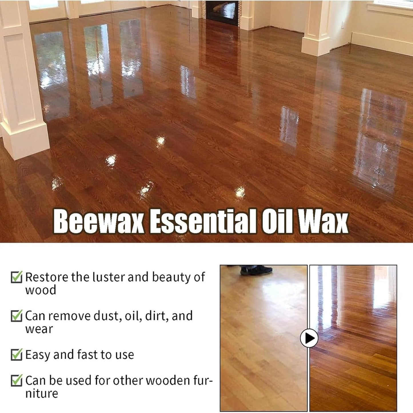 OKLJ Beeswax Wood Polish Spray, Bees Wax Furniture Polish and Cleaner, Beeswax Essential Oil Wax, for Furniture, Floor, Tables, Cabinets (1pcs)