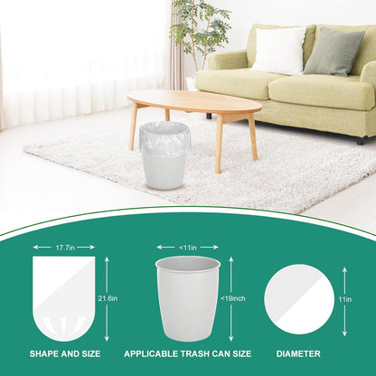 Magesh 4 Gallon Trash Bag Strong, Leakage-Free, Small Garbage Bags Unscented Thick for Bathroom, Office, Kitchen Small Trash Can, 15L, 105 Bags, Clear