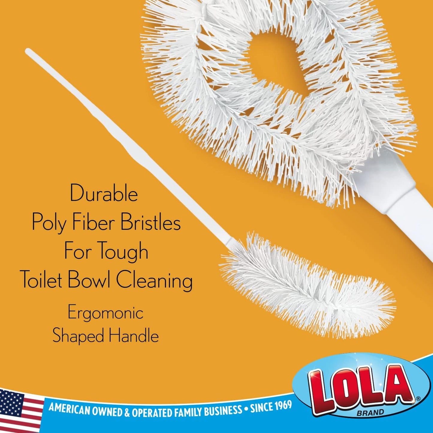 Toilet Brush and Holder Set, By LOLA, 2 Pack, Classic Version, Durable Bristles for Deep Cleaning, w/Compact Space Saving Storage Holder