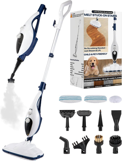 CYK Steam Mops for Floor Cleaning, 12 in 1 Handheld Steam Cleaner for Home, Floor Steamer for Hardwood Floors and Tile (Purple-grey)