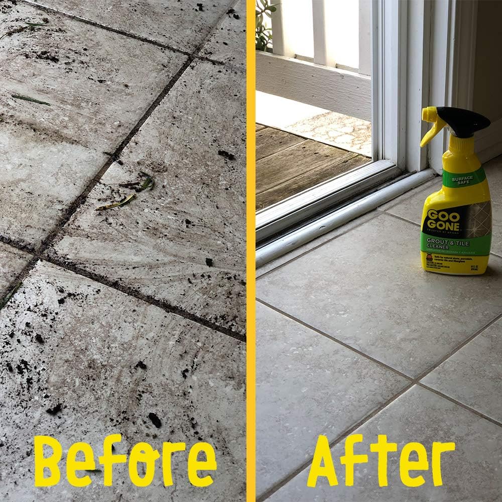 Goo Gone Grout & Tile Cleaner - 28 Ounce - Removes Tough Stains Dirt Caused By Mold Mildew Soap Scum and Hard Water Staining - Safe on Tile Ceramic Porcelain