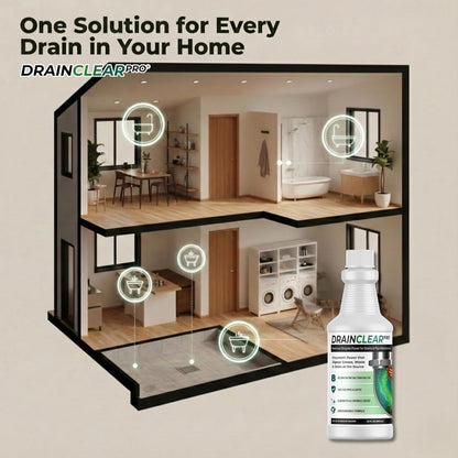 DrainClear Pro Enzyme Drain Cleaner 32oz - Enzymatic Formula Digests Grease, Waste & Odors - Safe for Pipes and Septic Systems - Biodegradable Drain Treatment for Home & Commercial Use