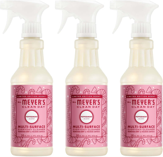 Mrs. MEYER'S CLEAN DAY Multi-Surface Everyday Cleaner, Peppermint Scent, 16 Fl Oz Bottle - 3 Pack