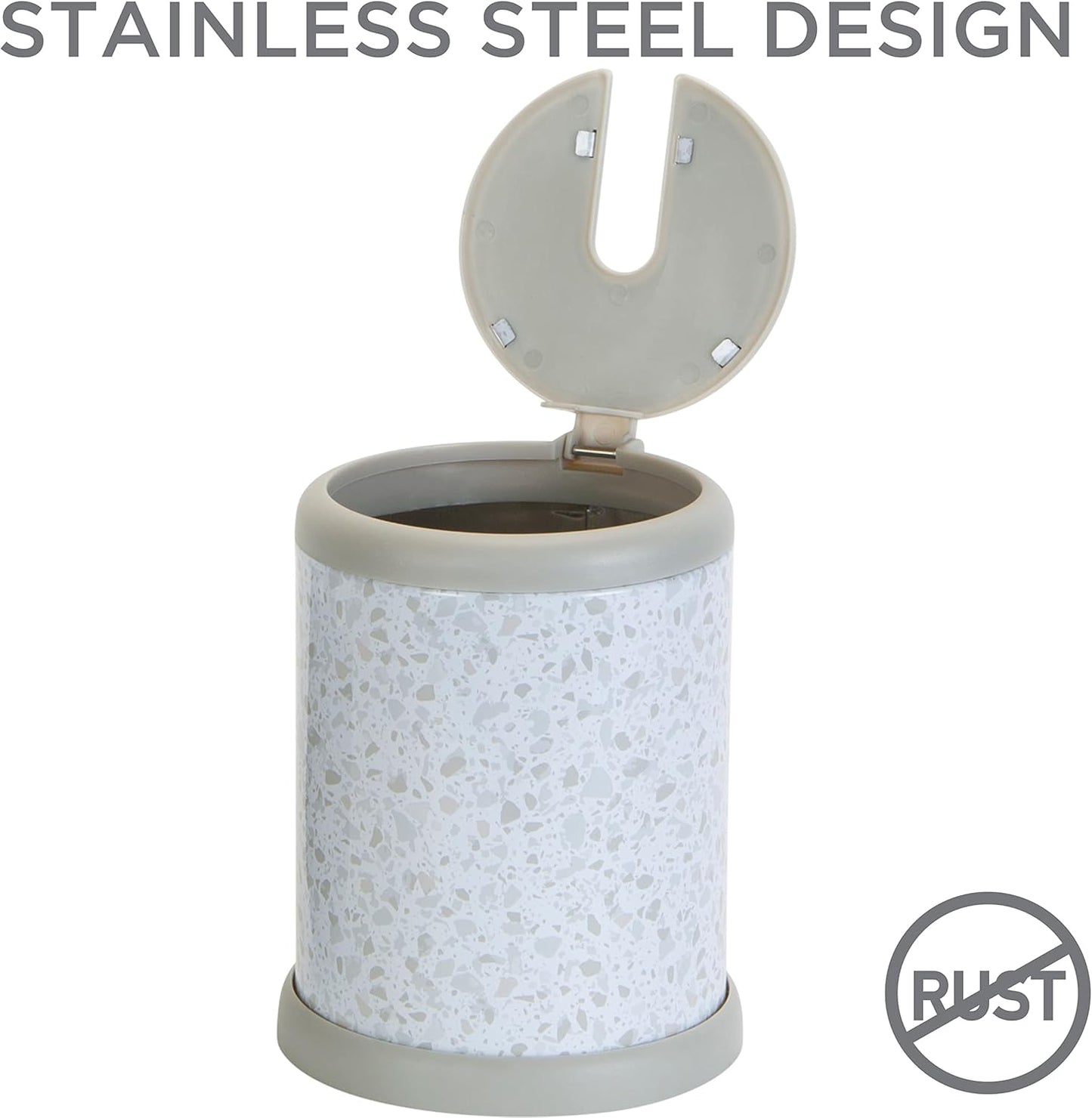 Bath Bliss Toilet Brush and Holder | Self Closing Lid | 360 Degree Brush Head | Bathroom Cleaning | Compact Size | Storage and Organization | Stainless Steel