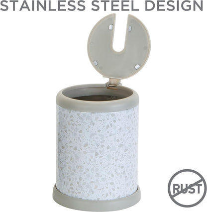 Bath Bliss Toilet Brush and Holder | Self Closing Lid | 360 Degree Brush Head | Bathroom Cleaning | Compact Size | Storage and Organization | Stainless Steel