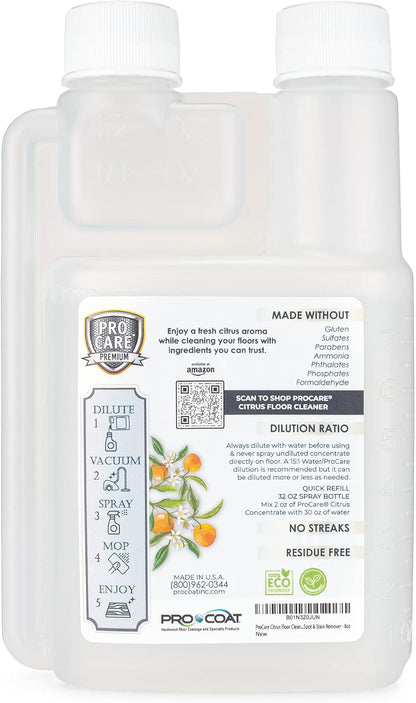 ProCare Floor Cleaner (Made in USA) | Tile, Stone, Laminate, Vinyl & Natural Wood Floor Cleaner for Mopping, Household Supplies, Cleaning Solution with Citrus Aroma - 1 Gal (128 Fl Oz)