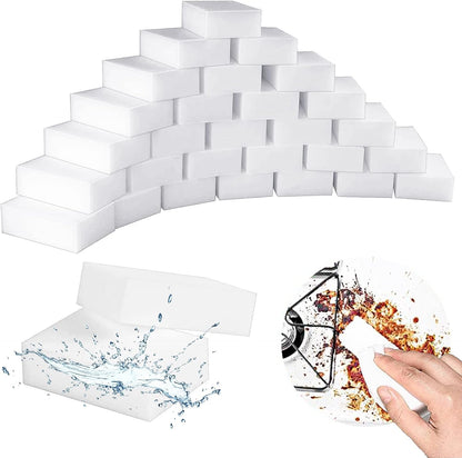 Magic Sponge Eraser Sheets, 52Pcs All-Purpose White Melamine Sponge Convex Point Disposable Magic Cleaning Wipes for Furniture Kitchenware, Hard-to-Reach Places, Shoe