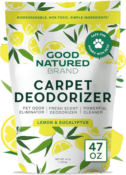 Good Natured Brand | Carpet Deodorizer & Freshener Powder | 31 oz Pet Odor Eliminator for Strong Odor & Pet Urine | Fresh Natural Lemon Scent | Safe for Homes with Pets