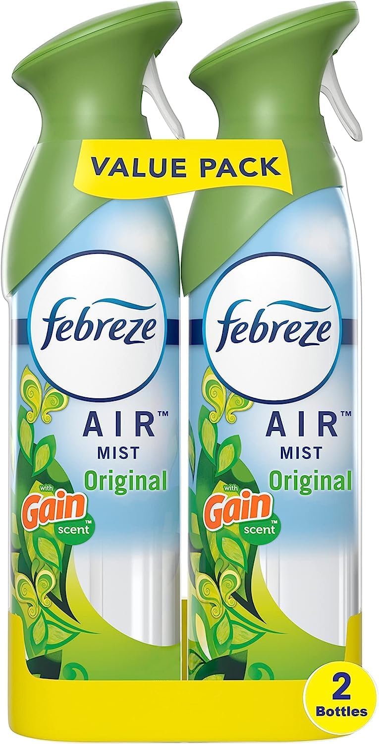Febreze Air Mist Air Freshener Spray, Odor-Fighting Room Spray, Air Fresheners for Home and Bathroom and Kitchen, Aerosol Can, Downy April Fresh Scent, 8.8oz (Pack of 2)