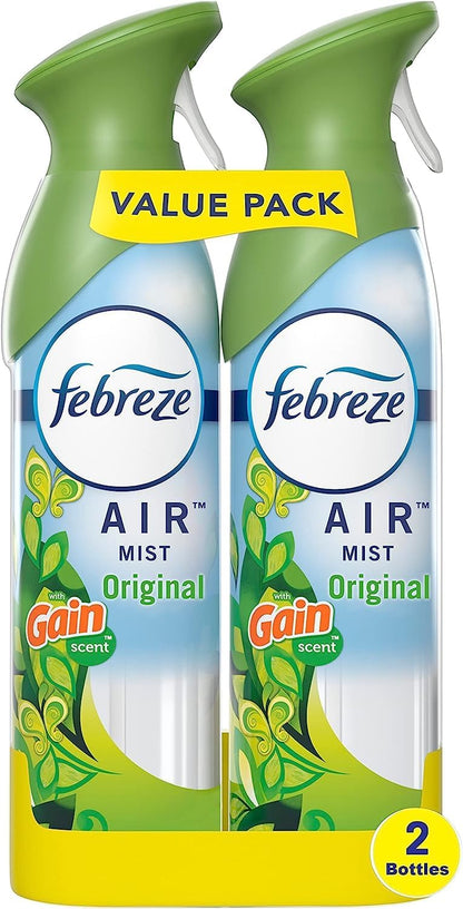 Febreze Air Mist Air Freshener Spray, Odor-Fighting Room Spray, Air Fresheners for Home and Bathroom and Kitchen, Aerosol Can, Downy April Fresh Scent, 8.8oz (Pack of 2)