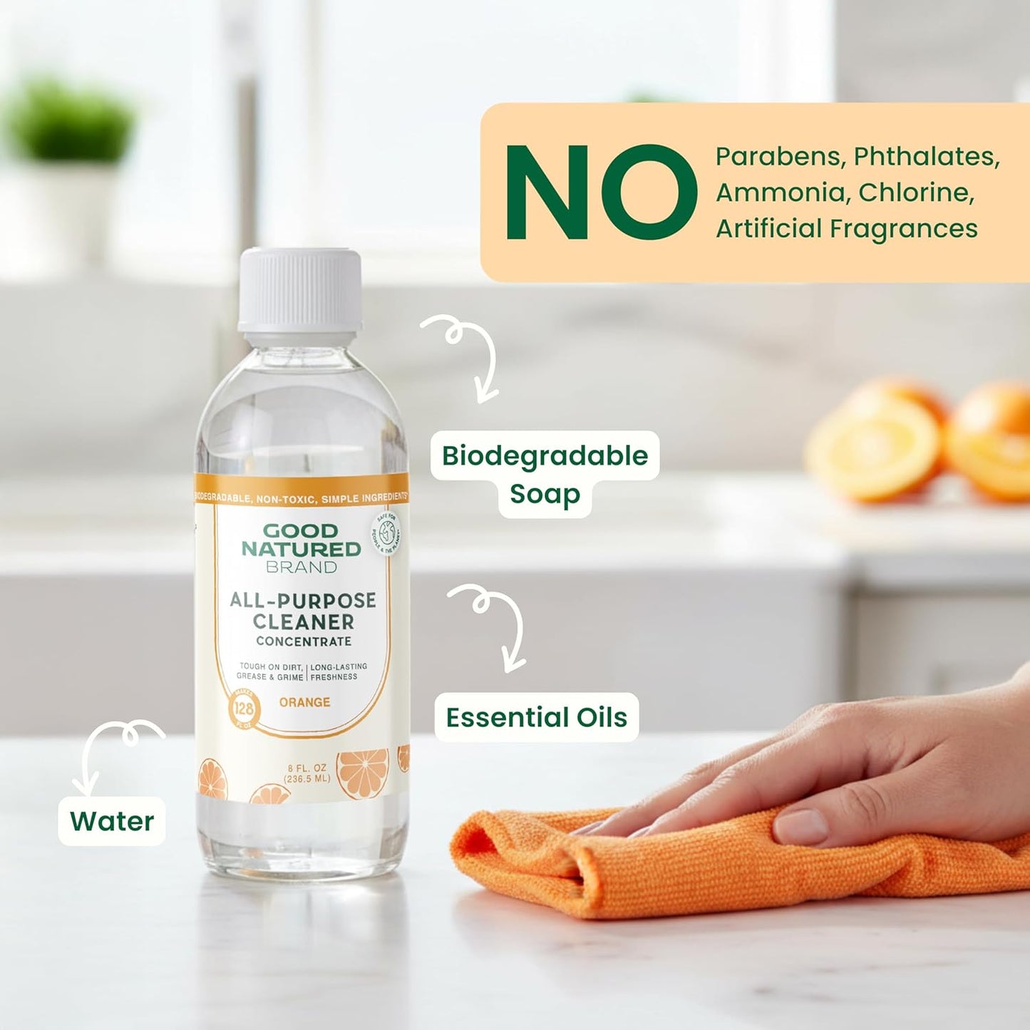 Good Natured Brand | Carpet Deodorizer 31 oz Orange & All-Purpose Cleaner Concentrate 8 oz Orange