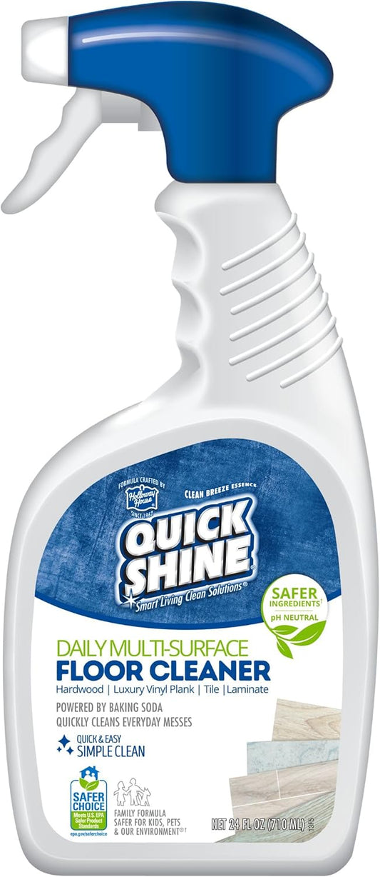 Quick Shine Multi Surface Floor Cleaner 64oz, Ready to Use-Streak Free-No Rinse, Use on Hardwood, Laminate, Luxury Vinyl Plank & Stone, Use in Spray Mops & Vac Mops, Safer Choice Cleaner