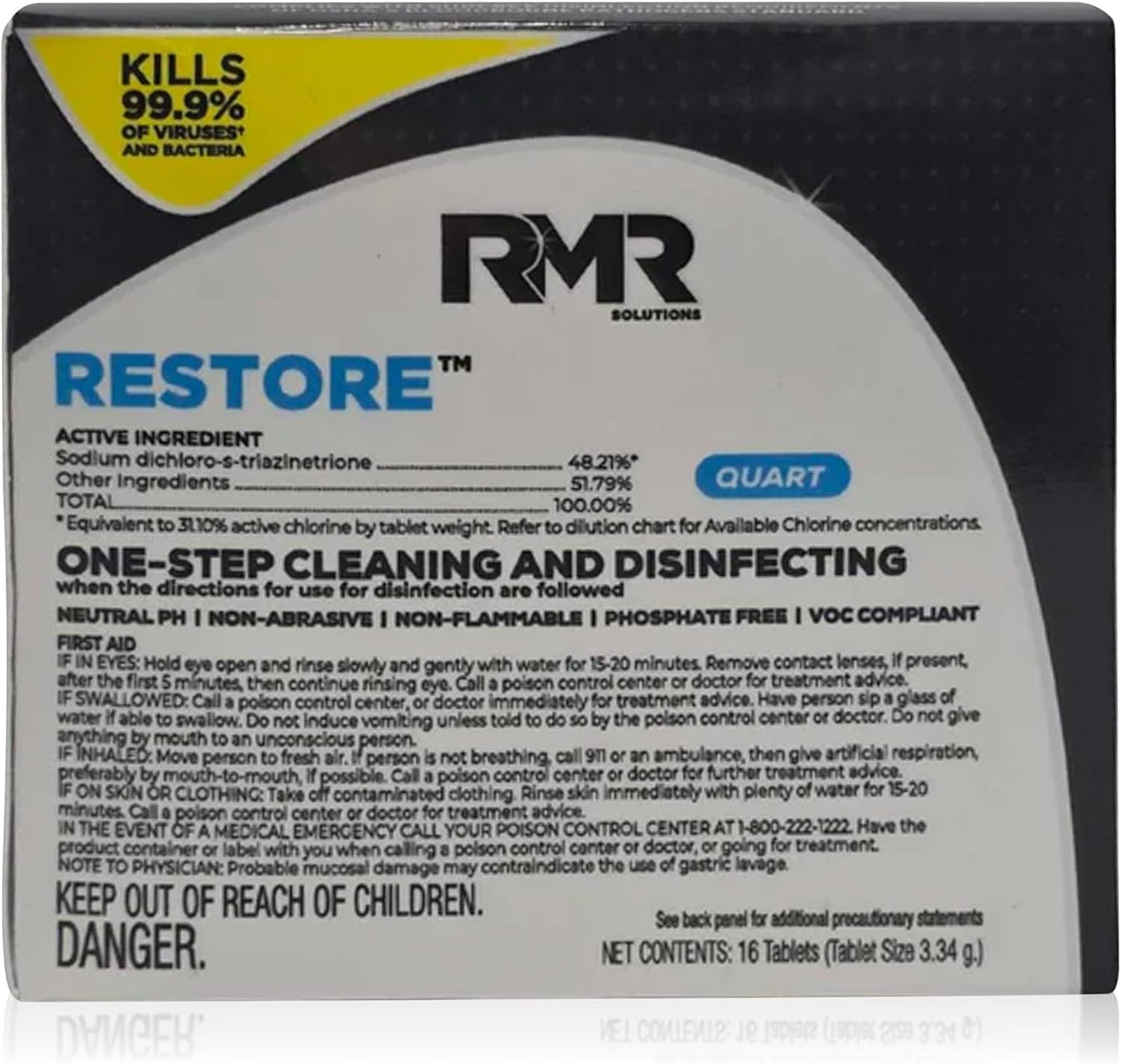 RMR Solutions RESTORE Disinfectant & Cleaner Concentrate, EPA Registered Mold Remover & Antibacterial Cleaning Solution for Kitchen, Bathroom, Floor, Home, Pet Areas, Counter, 3.34g, Makes 16 Quarts