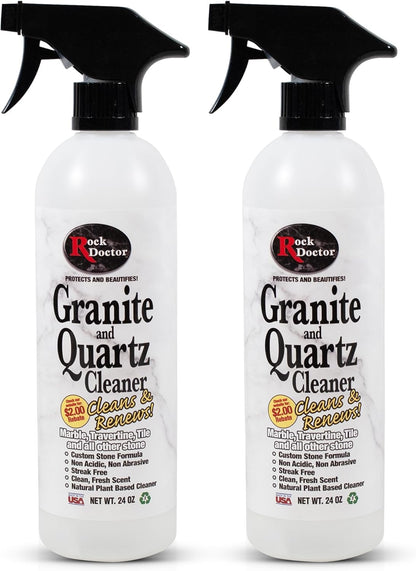 Rock Doctor Granite & Quartz Cleaner Spray 24 oz. bottle, Tile Cleaner, Marble Cleaner, Kitchen Countertop Cleaner, Streak-Free Shine Pack of 2