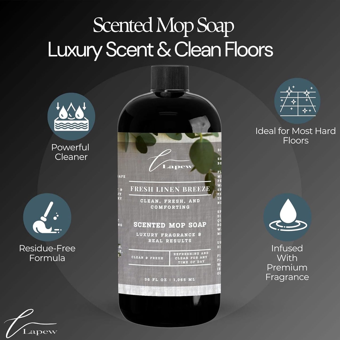 Lapew Black Sea Scented Cleaning Bundle | Carpet Deodorizer Powder (16 oz) & Mop Soap Concentrate (36 oz) | Pet-Friendly Odor Eliminator - Colors B