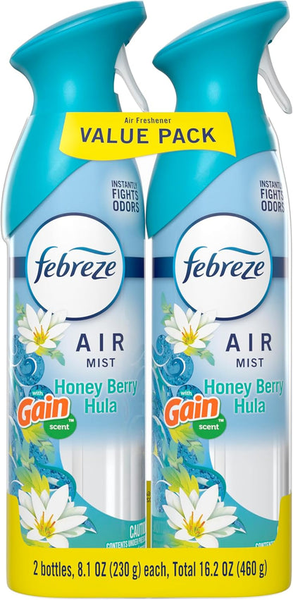 Febreze Air Mist Air Freshener Spray, Odor-Fighting Room Spray, Air Fresheners for Home and Bathroom and Kitchen, Aerosol Can, Downy April Fresh Scent, 8.8oz (Pack of 2)