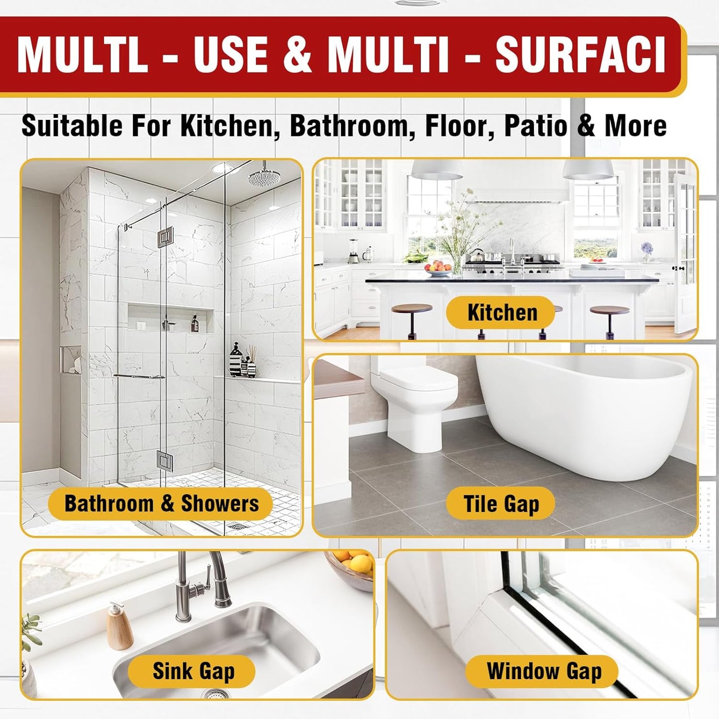 Tile Grout Repair Kit, 2 Pack White Grout Sealer for Shower, Bathroom, Tile, Kitchen, Waterproof Grout Cleaner Restore and Renew Floor, Tile Gaps, Joints, Lines