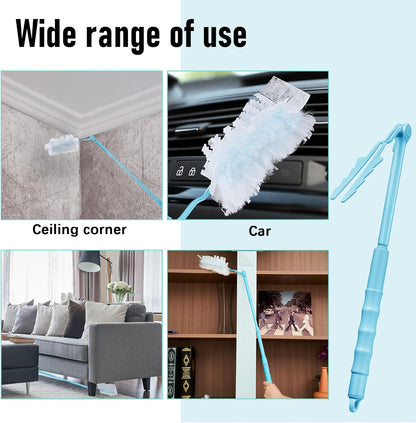Colingmill 12 Pcs 3 ft Replacement Handles Compatible with Duster Refills, Extendable Long Extended Handle Only, Adjustable Length for Ceiling Fans, Blinds, Shelves, Windows (White)