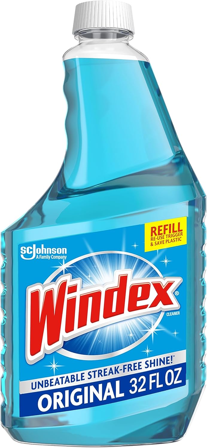Windex Glass and Window Cleaner Spray Bottle, Packaging Designed to Prevent Leakage and Breaking, Surface Cleaning Spray, Original Blue Scent, 23 Fl Oz