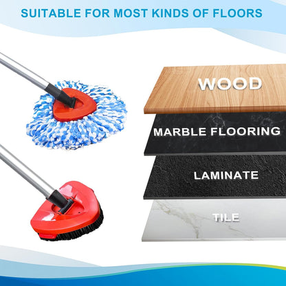 O-Cedar Spin Mop Head, Base Replacement for EasyWring 1 Tank System, 6 Microfiber Mop Refills, 1 Base and 1 Scrub Brush Set Combo, White