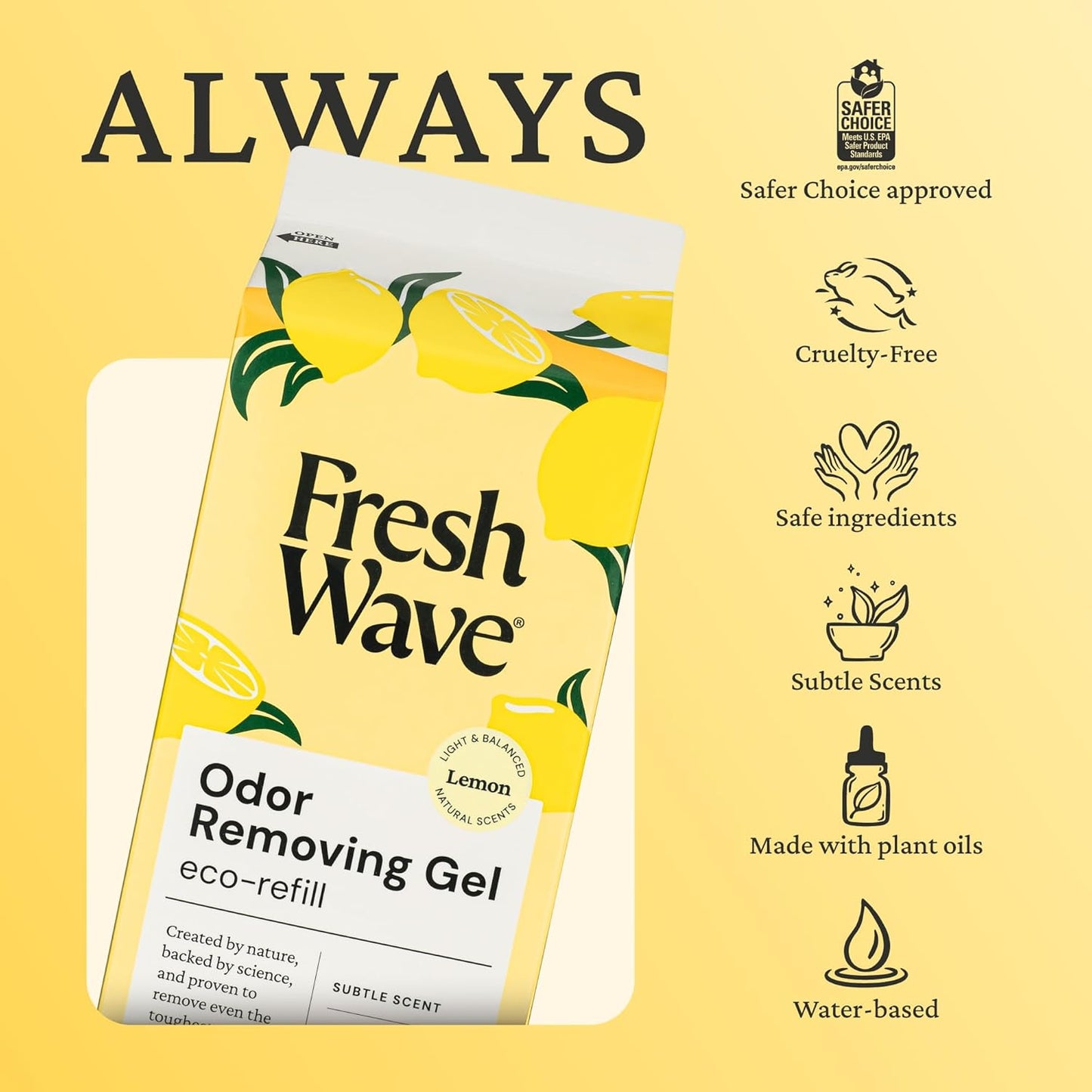 Fresh Wave Odor Removing Gel, 7 oz., Pack of 3 - Odor Absorbers for Home, Safer Odor Relief, Natural Plant-Based Odor Eliminator, Every 7 oz. lasts 15-30 Days, For Cooking, Trash & Pets