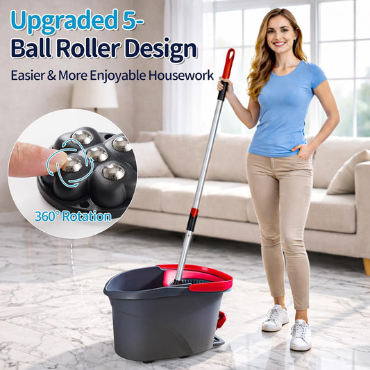 4 PCS Caster Wheels 360° Rollers Compatible with Ocedar Bucket,Self Adhesive Rollers for Mop Bucket,Kitchen Small Appliances,Trash Can,Black Color