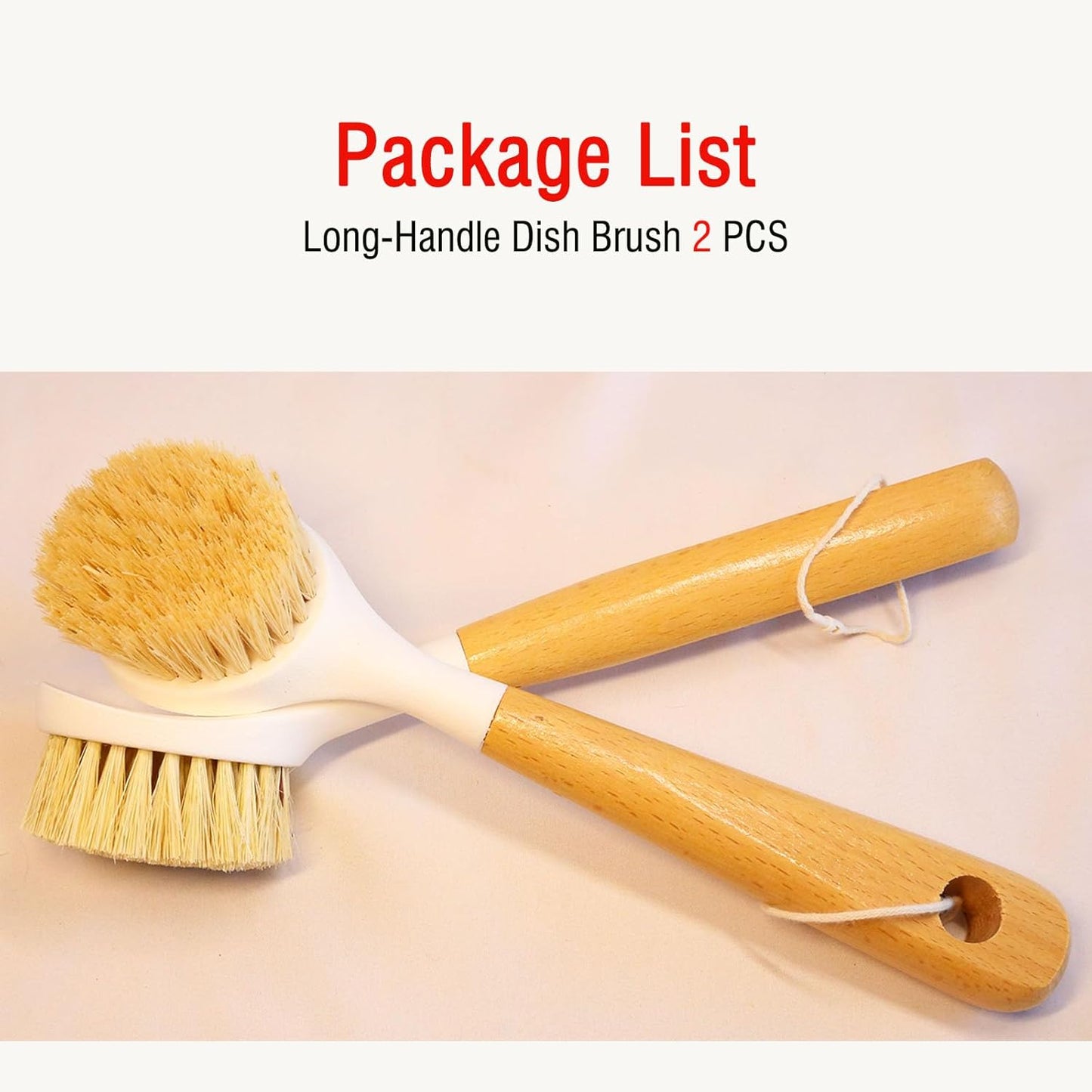 Bamboo Vegetable Brush Set, Natural Bristle Dish Brush with Holder, Eco Friendly Soft Dish Scrubber Kitchen Brush for Dishes